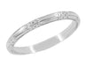 Triple Carved Art Deco Flowers and Bars Vintage Wedding Ring in 18 Karat White Gold