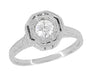 Aden Art Deco Engraved Platinum Old European Cut Diamond Engagement Ring