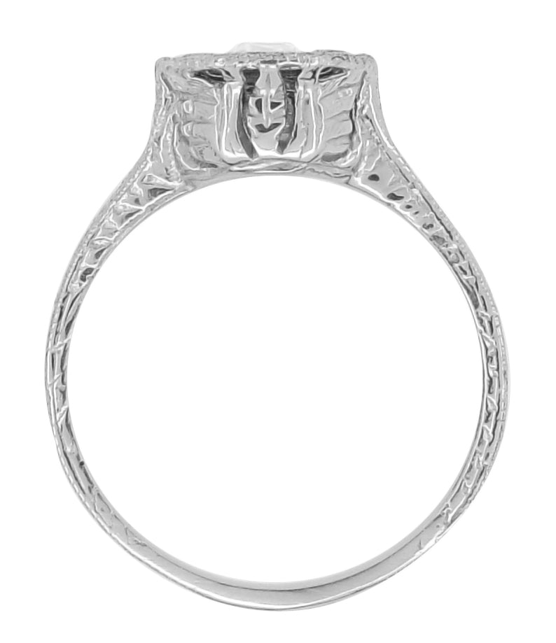 Aden Art Deco Engraved Platinum Old European Cut Diamond Engagement Ring - Item: R284 - Image: 4