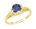 Art Deco Honeycomb Filigree Blue Sapphire Engagement Ring in 14K Yellow Gold