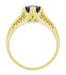 Side Open Filigree on Art Deco Antique Yellow Gold Filigree Blue Sapphire Engagement Ring - R285Y