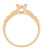 Side of 1950s Rose Gold 1/3 Carat Vintage Fishtail Engagement Ring Mounting for a 4.5mm Round Stone - Mid Century Modern