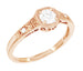 Rose Gold 1930's Vintage Style Art Deco Filigree White Sapphire Engagement Ring