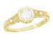 Vintage Style Yellow Gold Art Deco Filigree White Sapphire Engagement Ring - 18K or 14K