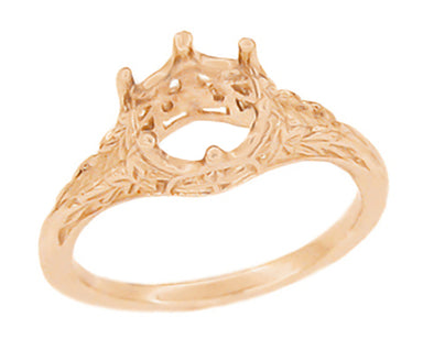 Art Deco Rose Gold Crown of Leaves Filigree Engagement Ring Setting for a 3/4 Carat Diamond - alternate view