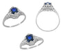 Edwardian Filigree Sapphire and Diamond Ring in Platinum