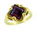Victorian Waves Yellow Gold East to West Square Alexandrite Ring