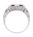 Art Deco Two Stone Amethyst Duo Filigree Ring in 14 Karat White Gold