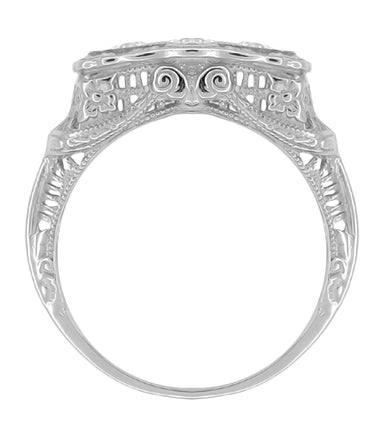 Edwardian Filigree "Three Stone" Diamond Ring in 14 Karat White Gold - alternate view