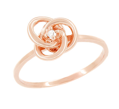 1950's Rose Gold Love Knot Diamond Promise Ring - 10K or 14K