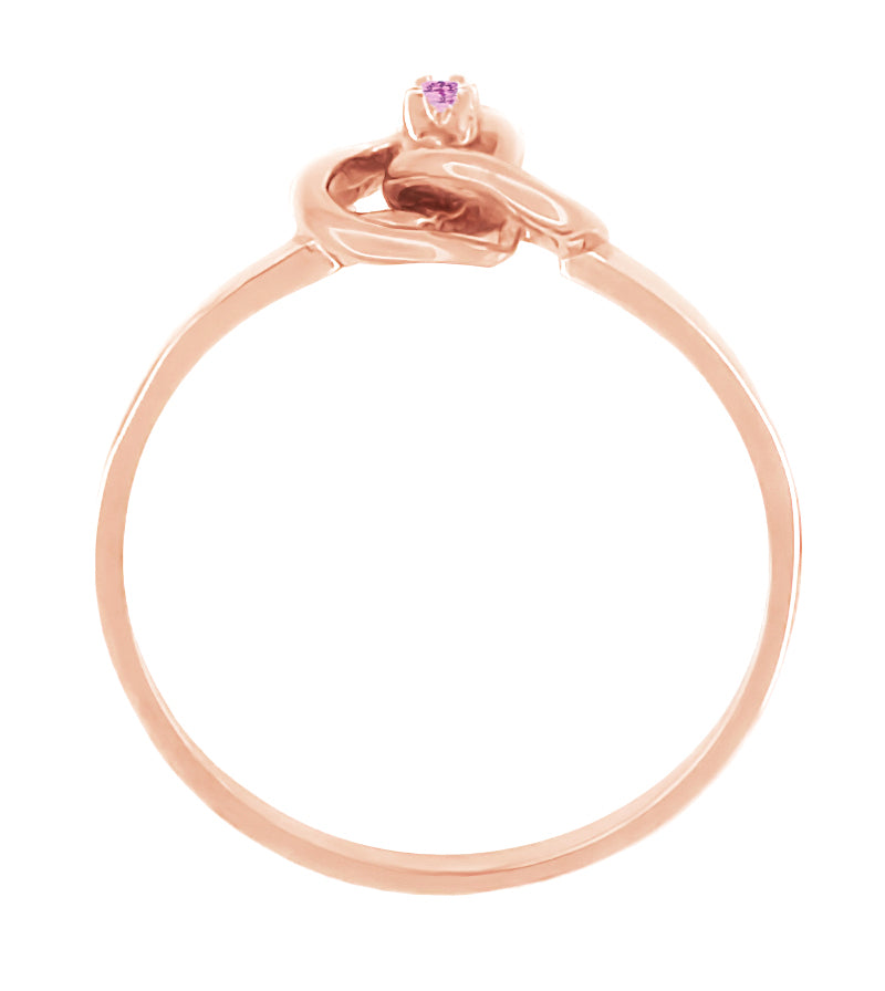 1950's Love Knot Rose Gold Pink Sapphire Promise Ring - Item: R344RPS10 - Image: 2