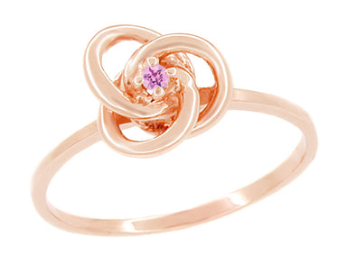 1950's Love Knot Rose Gold Pink Sapphire Promise Ring