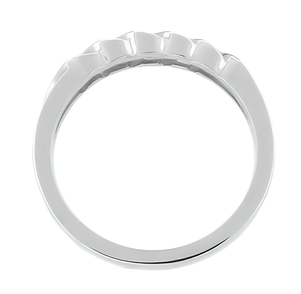 Scroll Solo Diamond Wedding Band in 14 Karat White Gold - Item: R374-LC - Image: 2