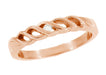 1980's Vintage Style Rose Gold Open Scrolls Single Diamond Wedding Ring