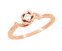 14 Karat Rose Gold Retro Moderne Vintage Style Rose Setting Diamond Promise Ring