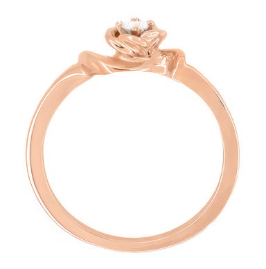 14 Karat Rose Gold Retro Moderne Vintage Style Rose Setting Diamond Promise Ring - alternate view