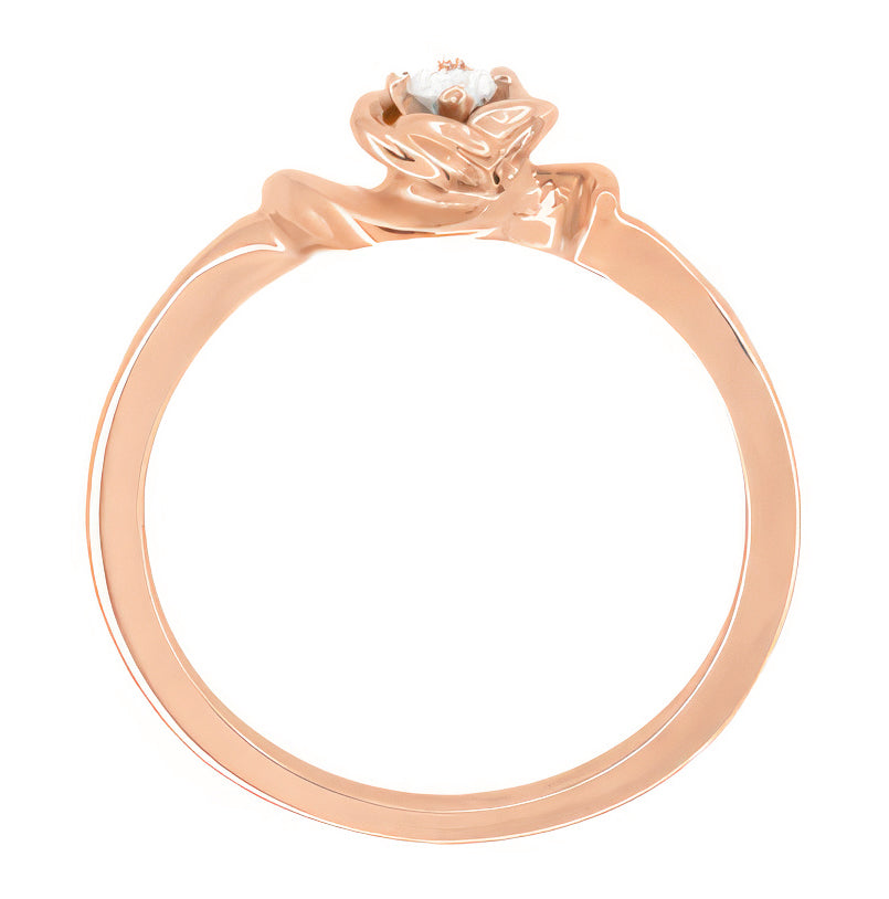 14 Karat Rose Gold Retro Moderne Vintage Style Rose Setting Diamond Promise Ring - Item: R377R - Image: 2