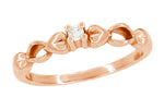 1950's Retro Hearts Diamond Promise Ring in 14 Karat Rose Gold