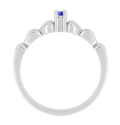 1950's Retro Moderne Hearts Blue Sapphire Promise Ring in White Gold - 10K or 14K - alternate view
