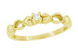 Yellow Gold 1950s Vintage Diamond Promise Ring with Hearts on Sides - R379Y