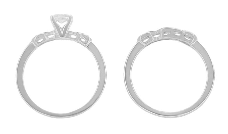 1950's Retro Moderne 1/4 Carat Diamond Engagement Ring and Wedding Band Bridal Set in Platinum - Item: R380PS - Image: 5