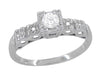 Art Deco 1/4 Carat Diamond Pansy Flowers Fishtail Engagement Ring in 14 Karat White Gold