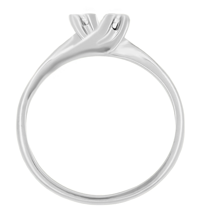 1950's Retro Diamond Bypass Ring in White Gold - Item: R446 - Image: 2