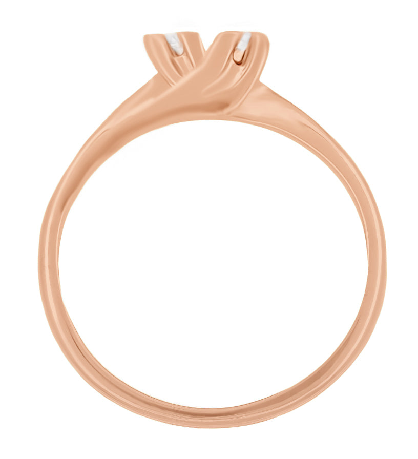 Rose Gold 1950's Mid Century Modern Bypass Diamond Promise Ring - Item: R446R - Image: 2