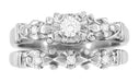 Retro Moderne Starburst Galaxy White Sapphire Engagement Ring and Wedding Ring Set in 14K White Gold