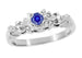 Retro Moderne Starburst Blue Sapphire Engagement Ring in 14 Karat White Gold