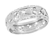 Edwardian Flowers and Hearts Scalloped Filigree Wedding Band in 14 Karat White Gold