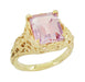 Yellow Gold Edwardian Filigree Antique Emerald Cut Rose de France Ring - R618YRDF