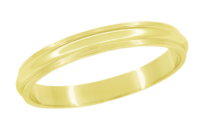 Gold Tungsten Wedding Ring Gold Groove Brushed w/ Polished Beveled Edg –  Monica Jewelers