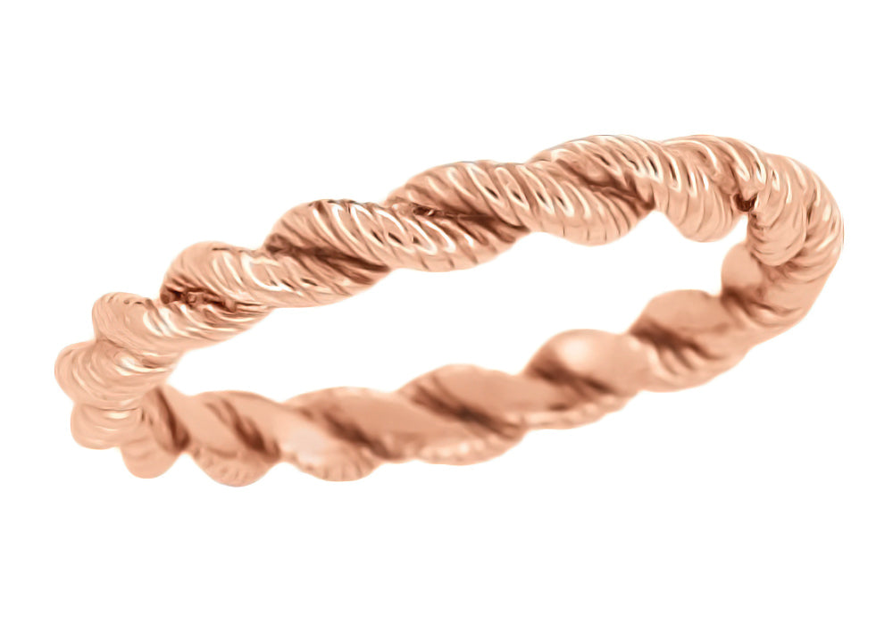 Stackable Love Twist Wedding Band in 14 Karat Rose Gold — Antique - Main Image