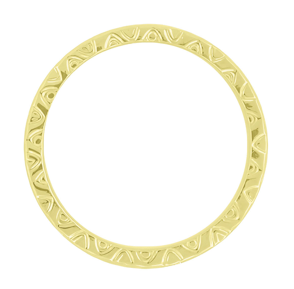 Mardi Gras 1950's Vintage Reissue Yellow Gold Three Sided Sculptural Wedding Band - 3mm Wide - Item: R624Y - Image: 2