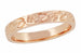 Art Deco Leaves and Flowers Carved Wedding Band in 14 Karat Rose Gold