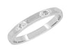 Art Deco Floral Embossed Vintage Wedding Band in White Gold - Hand Carved - R638 