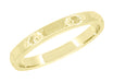 Yellow Gold Vintage Wedding Band With Flowers Engraving 2.5mm Wide Art Deco R638Y