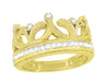 Yellow Gold Ashton Royal Crown Ring with Diamonds - 14K or 18K