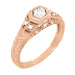 Rose Gold Art Deco Filigree Antique Style Carved Hexagon 1/4 Carat Diamond Engagement Ring