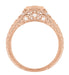 Rose Gold Art Deco Filigree Antique Style Carved Hexagon 1/4 Carat Diamond Engagement Ring
