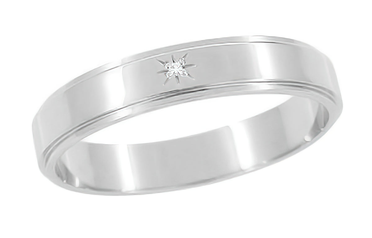His and Hers Matching White Gold Polish Wedding Bands Rings 6mm and 4mm Wide Titanium Rings Set Anniversary Rings Set