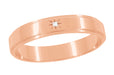 Mens Vintage Rose Gold Mid Century Modern Wedding Band with a Diamond in A Starburst Setting - 4mm Wide - R653R 