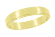 Yellow Gold 4mm Wide 1950's Groove Edge Flat Wedding Band