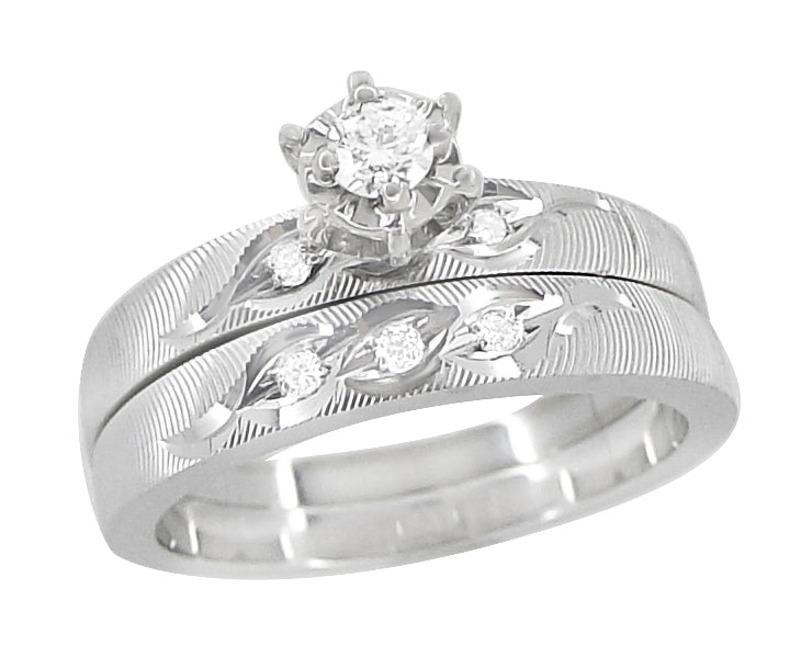 14k Yellow gold vintage style engagement ring set. 1k round cut center  diamond. | eBay