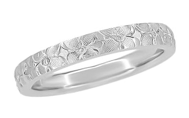 Hibiscus Wedding Band with Carved Floral Design