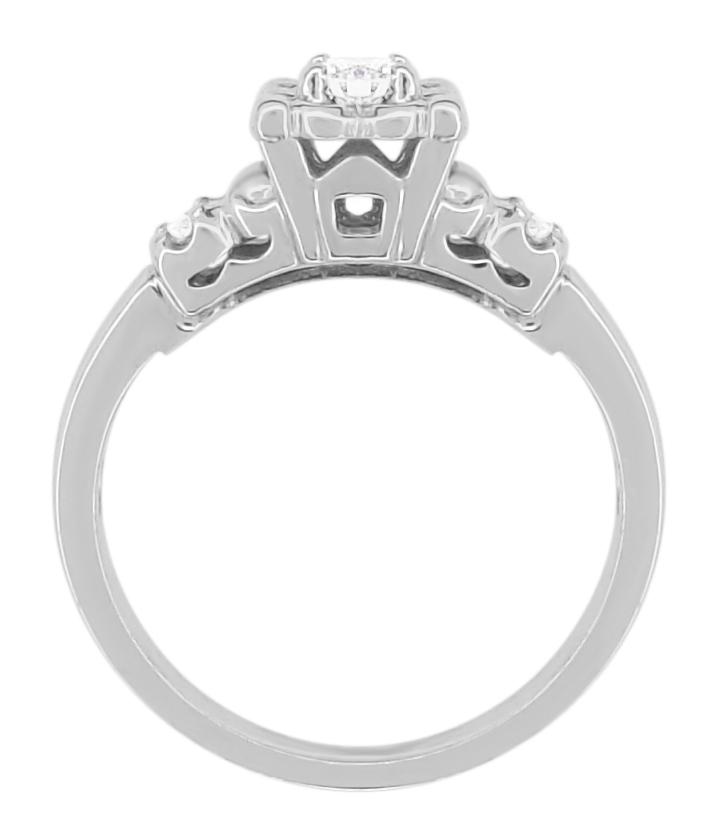 1950's Platinum Retro Moderne Lucky Clover Diamond Engagement Ring - Item: R674P-LC - Image: 2