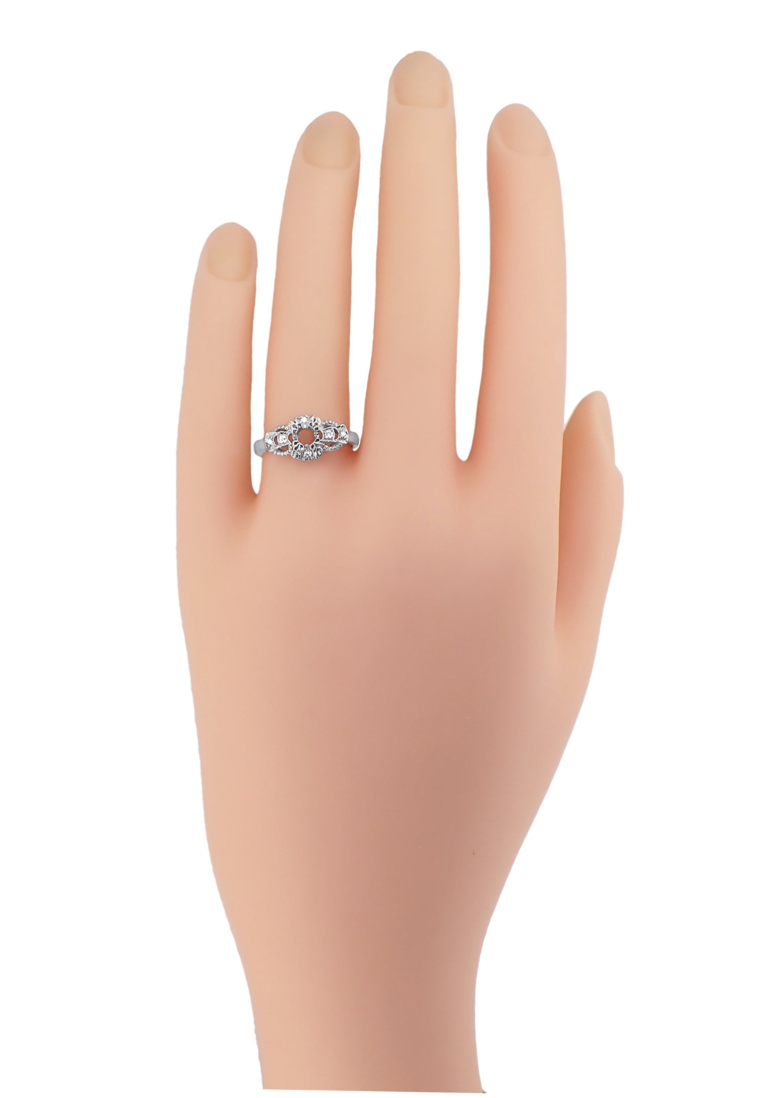 Platinum 1920's Art Deco East to West 1/4 Carat Diamond Engagement Ring Setting - Item: R680P - Image: 4