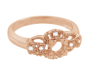 Art Deco East to West Rose Gold 1/4 Carat Round Diamond Engagement Ring Setting - alternate view