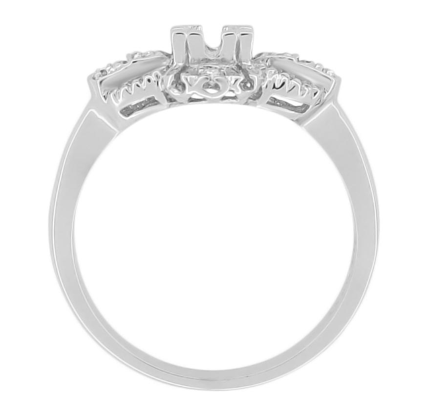 Filigree East to West Art Deco Engagement Ring Setting in White Gold for a 1/4 Carat Round Diamond - Item: R680W - Image: 2